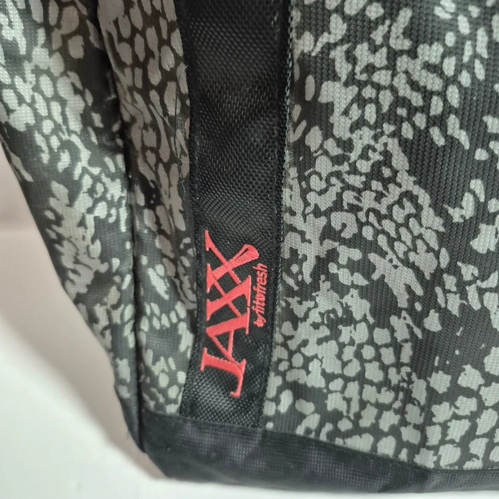 JAX Athletix Insulated Lunch Tote Black Gray Gym Cooler Bag Pink Trim 14